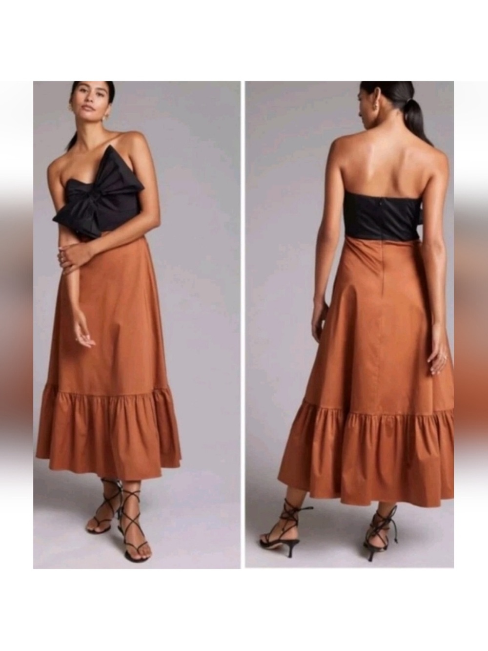 Anthropologie Hutch strapless bow gown